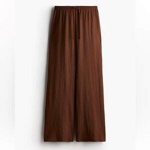 H&M NWT brown pull up palazzo pants drawstring waist pants